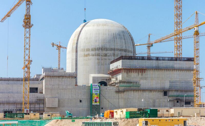 A handout photo released by the ENEC on June 1, 2017 shows part of the Barakah Nuclear power plant under construction near al-Hamra west of Abu Dhabi in May 2017. / AFP PHOTO / ENEC / Arun GIRIJA / RESTRICTED TO EDITORIAL USE - MANDATORY CREDIT "AFP PHOTO / ENEC / ARUN GIRIJA" - NO MARKETING NO ADVERTISING CAMPAIGNS - DISTRIBUTED AS A SERVICE TO CLIENTS

