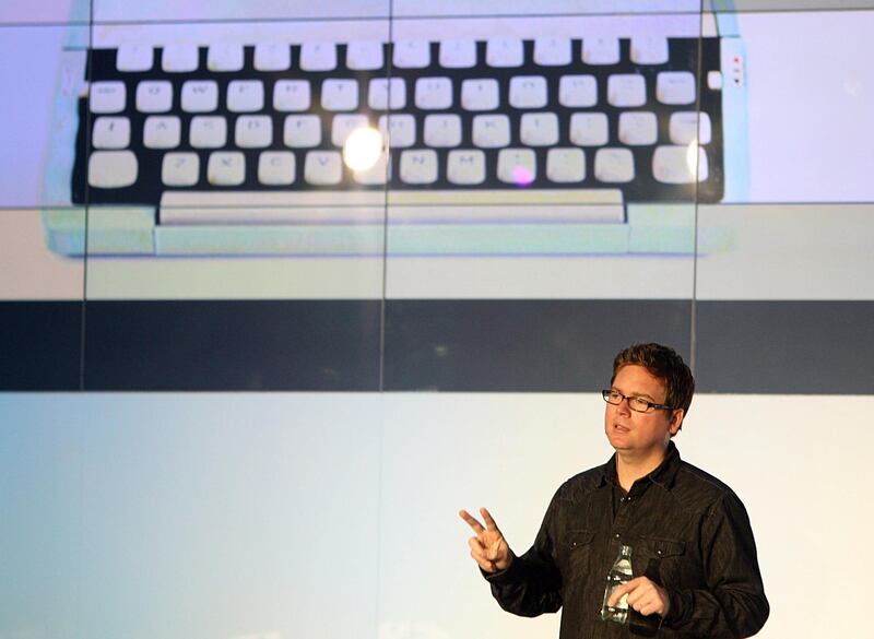 November 14, 2010/ Abu Dhabi /Biz Stone Co-founder of Twitter gives the key note address during the ATIC Semiconductor Vision Summit in Abu Dhabi November 14, 2010.  (Sammy Dallal / The National)

