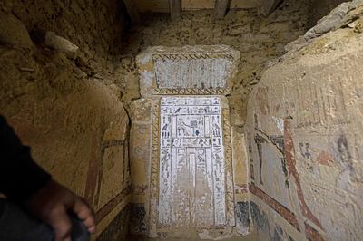 One of the recently discovered tombs at the Saqqara archaeological site, south of Cairo.  AFP