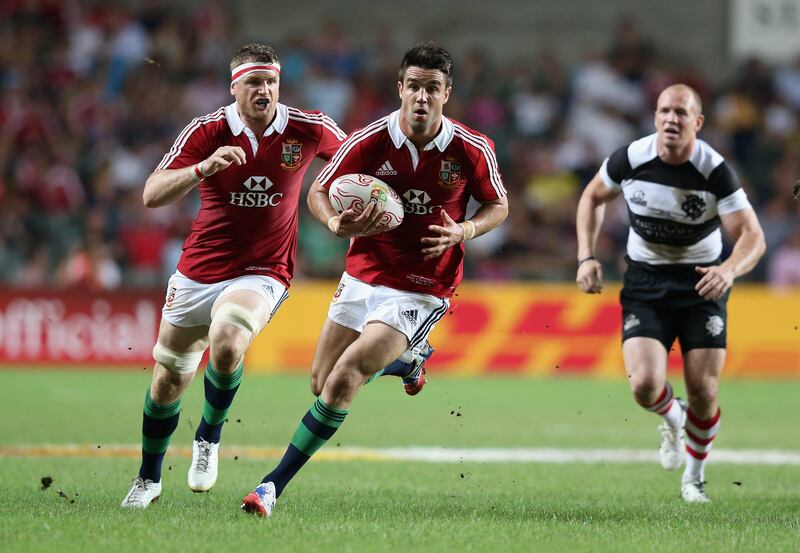 HONG KONG - JUNE 01:  Conor Murray of the Lions charges upfield during the match between the British & Irish Lions and the Barbarians at Hong Kong Stadium on June 1, 2013,  Hong Kong.  (Photo by David Rogers/Getty Images) *** Local Caption ***  169759802.jpg