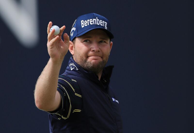 South Africa's Branden Grace celebrates on the 18th during day three of The Open Championship 2017 at Royal Birkdale Golf Club, Southport. PRESS ASSOCIATION Photo. Picture date: Saturday July 22, 2017. See PA story GOLF Open. Photo credit should read: Peter Byrne/PA Wire. RESTRICTIONS: Editorial use only. No commercial use. Still image use only. The Open Championship logo and clear link to The Open website (TheOpen.com) to be included on website publishing.
