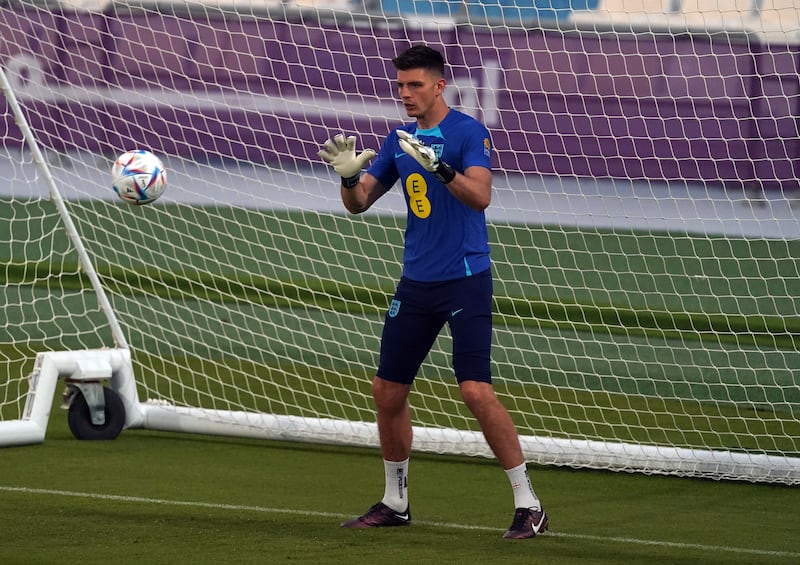 England goalkeeper Nick Pope during training session in Qatar. PA