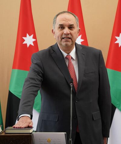 King Abdullah II swears in Bassam Talhouni swears in as Minister of Justice at Al Husseiniya Palace on October 12, 2020. Courtesy Royal Hashemite Court