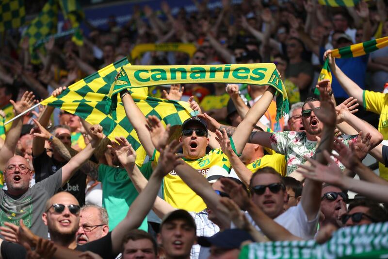 Norwich fans were in full voice at Carrow Road. Getty