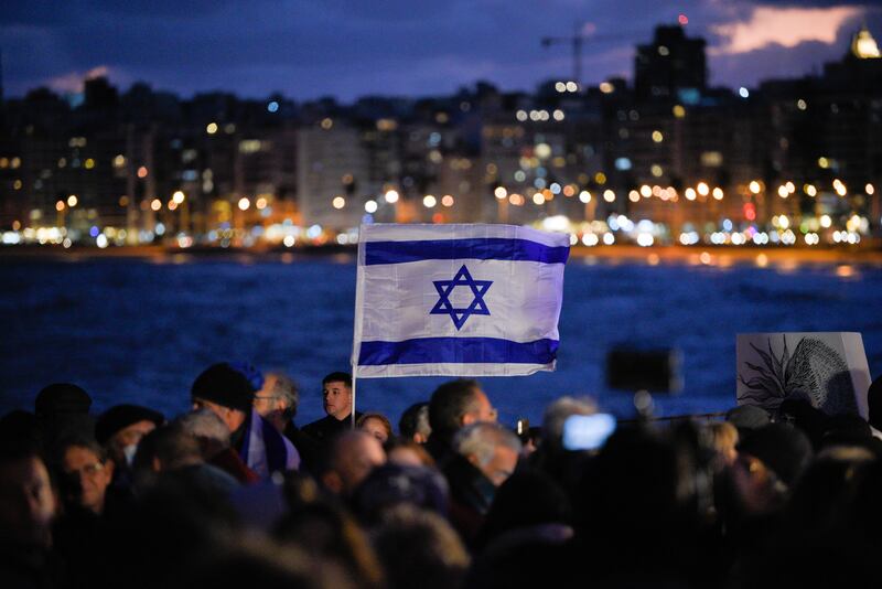 A pro-Israel vigil in Montevideo, Uruguay. EPA