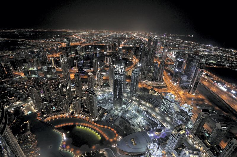 Dubai, United Arab Emirates - April 28, 2019: General view of Dubai taken from the 112th floor of the Burj Khalifa. Sunday the 28th of April 2019. Dubai. Chris Whiteoak / The National
