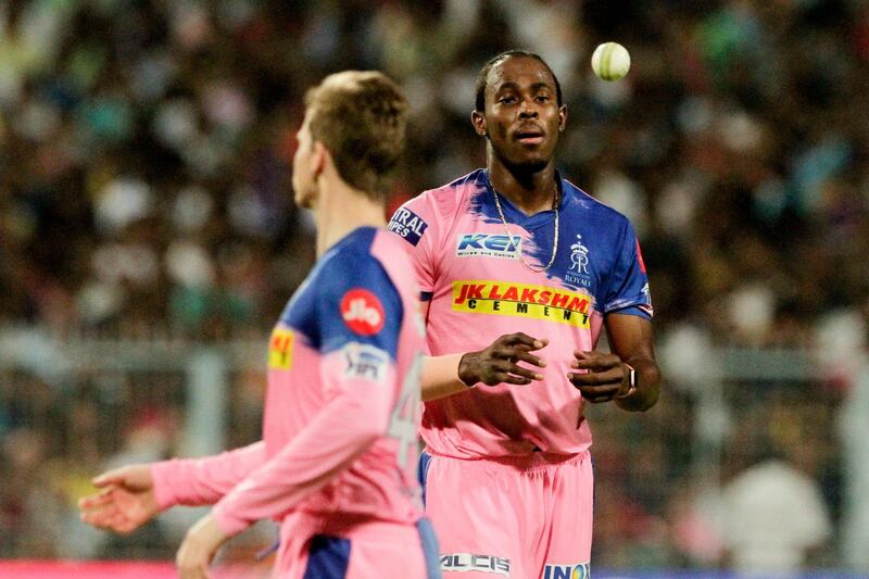 Jofra Archer, right, is not a like-for-like replacement nor has he played any international cricket. But the 24-year-old all-rounder is considered one for the future and, even though he is not in the preliminary World Cup squad, he will be involved in the home ODI series against Pakistan. Bikas Das / AP Photo