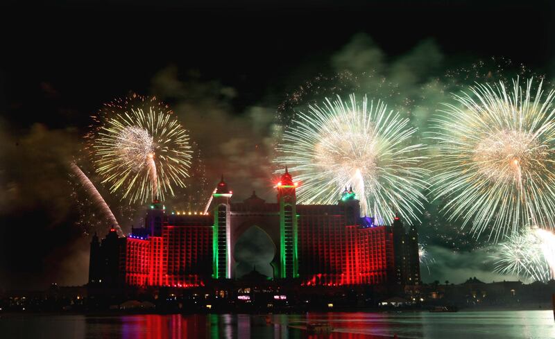 DUBAI. NOV.20th 2008. Firework display over the Atlantis hotel on Palm Jumeirah, Dubai , the climax of the  grand opening last night (thurs ) Stephen Lock  /  The National  .  *** Local Caption ***  SL-kylie-024.jpgSL-kylie-024.jpg