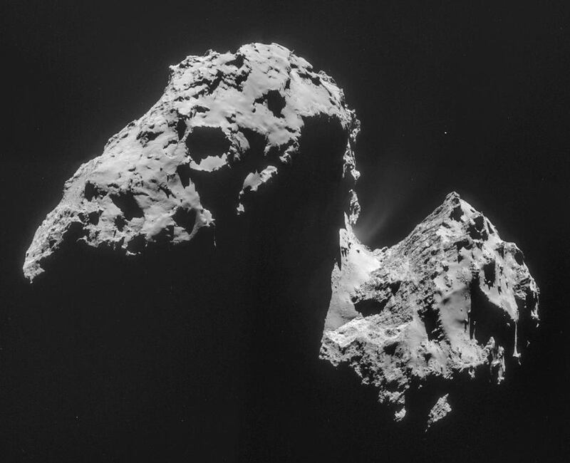 The European Space Agency’s Rosetta spacecraft closely examined the type of comet that some scientists believed could have brought water to our planet four billion years ago. It found water, but the wrong kind. ESA/AP Photo