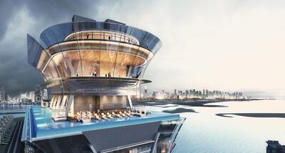 The Palm Tower will be home to an 18-floor St Regis hotel and an infinity pool on the 50th floor. Courtesy Nakheel