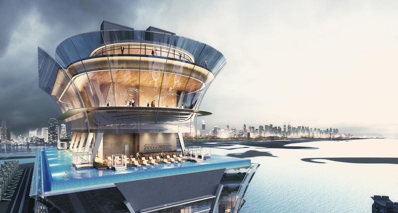 The Palm Tower will be home to an 18-floor St Regis hotel, with an infinity pool on the 50th floor. Courtesy Nakheel