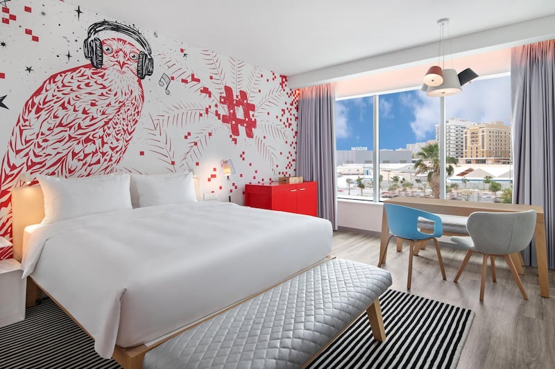 Rooms feature art inspired by local influences combined with bold design typical to Radisson Red hotels. 