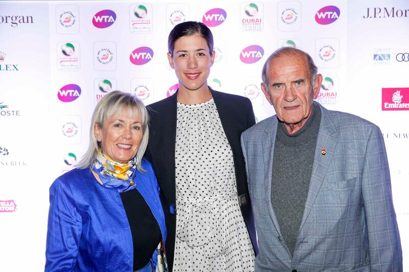 Colm and Breeda McLoughlin with Garbine Muguruza. Courtesy Dubai Duty Free Tennis Championships 