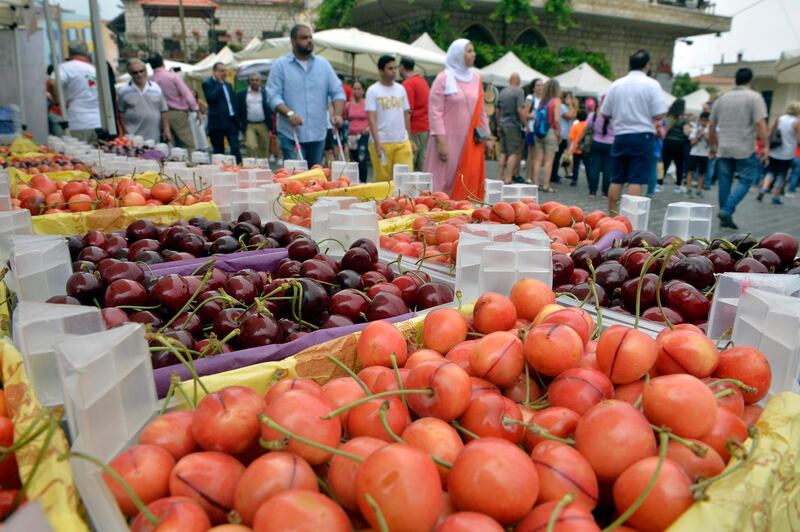 Freshly picked fruit is packed in boxes for sale at Cherry Day in the village of Hammana, southeast of Beirut, Lebanon.  EPA