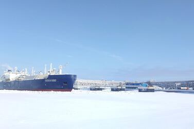 FILE PHOTO: The Christophe de Margerie, an ice-class tanker fitted out to transport liquefied natural gas, is docked in Arctic port of Sabetta, Yamalo-Nenets district, Russia March 30, 2017. REUTERS/Olesya Astakhova/File Photo