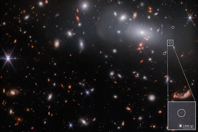 The team hopes the discovery of a minuscule galaxy could help astronomers learn more about others that came into being post-Big Bang. ESA/Webb, Nasa & CSA