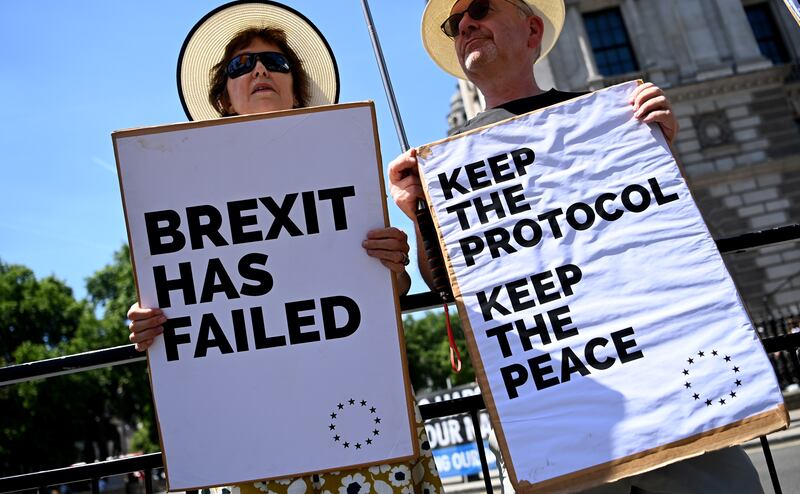 Anti-Brexit protesters outside Parliament in London earlier this month will be disappointed by Monday's vote. EPA