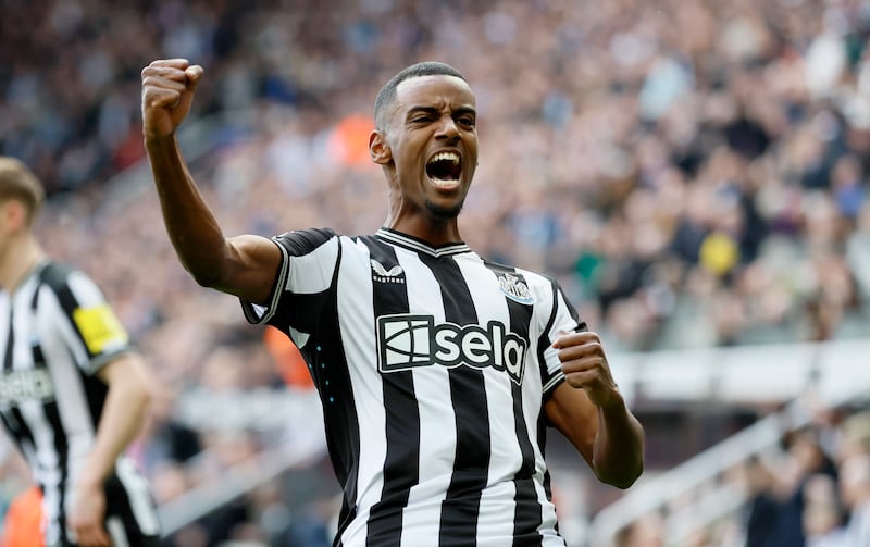Newcastle United's Alexander Isak celebrates scoring their opener from the penalty spot. PA 