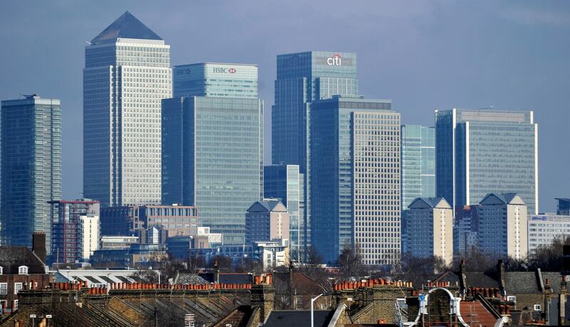 epa07134736 (FILE) - A file photo dated 09 February 2011 shows a view of London's financial district Canary Wharf, London, Britain (reissued 01 November 2018). Media reports that the government has agreed a deal with Brussels giving UK financial services firms continued access to European markets after Brexit.  EPA/ANDY RAIN