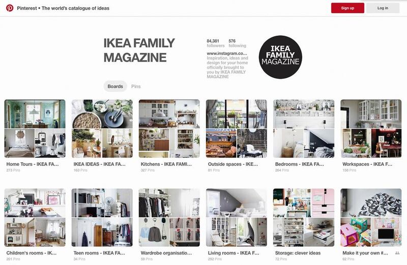 Pinterest page of Ikea Family Magazine