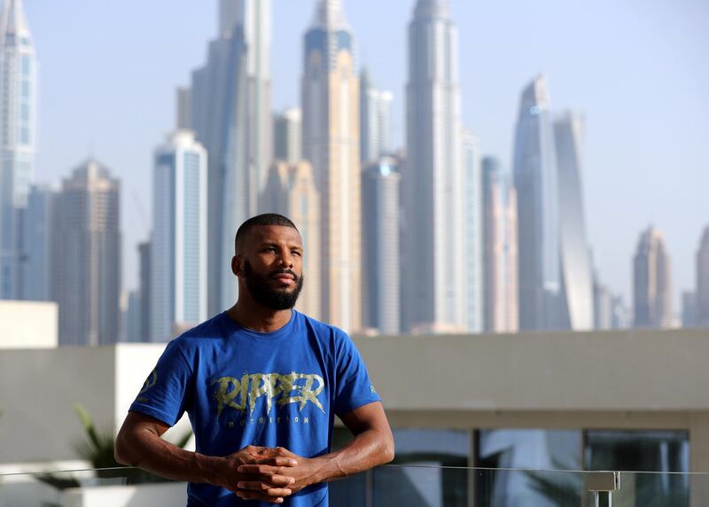 Dubai, United Arab Emirates - May 24th, 2018: World boxing champ Badou Jack. He is in Dubai doing the philanthropic and humanitarian tour he does after each fight and has already fed an entire village in Gambia. 
Badou is also launching the Badou Jack foundation to build and enhance orphanages around the world from his own money. Thursday, May 24th, 2018 at Five, Dubai. Chris Whiteoak / The National