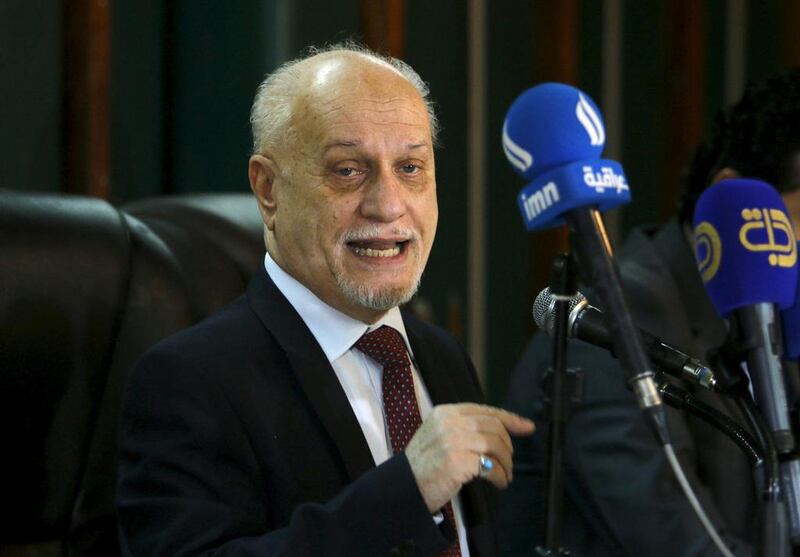 Iraqi higher education minister Hussein Al Shahristani, who formerly held the oil portfolio, denies corruption allegations against him  at a press conference in Baghdad on April 2, 2016. Khalid Al Mousily / Reuters