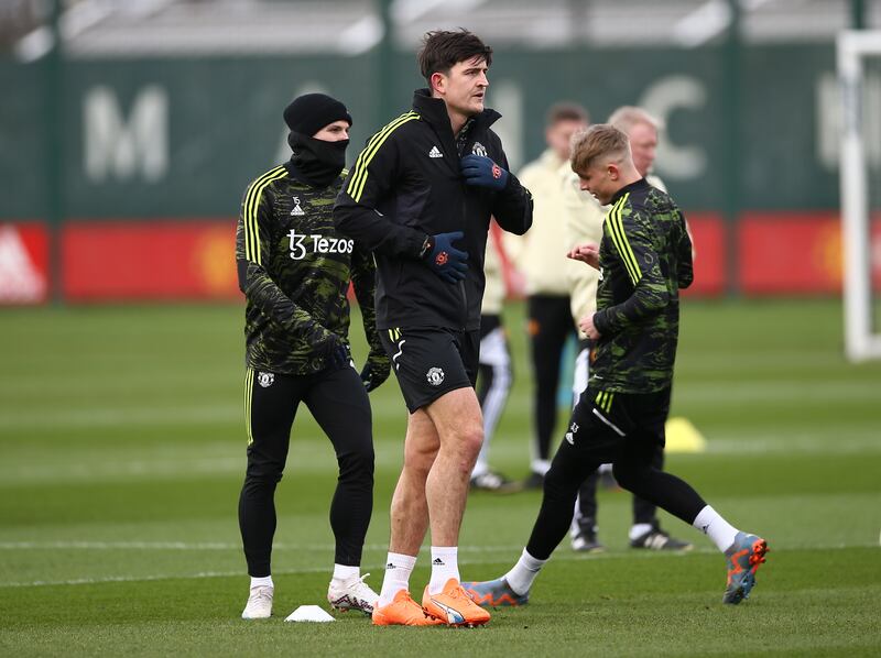 Harry Maguire of Manchester United at training. EPA 