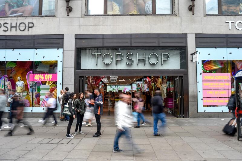 LONDON, ENGLAND - JUNE 05: A general view of a Topshop store on June 5, 2019 in London, England. Sir Philip Green has agreed to put an additional £25,000,000 into Arcadia Groups pension fund in an attempt to rescue the retail company. (Photo by Peter Summers/Getty Images)