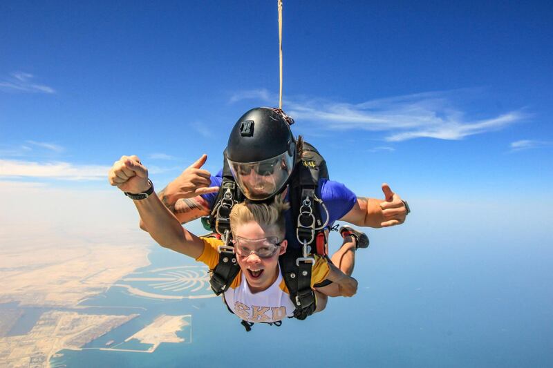With parental consent, kids aged 12 to 17 can now jump at Skydive Dubai. Courtesy Skydive Dubai 