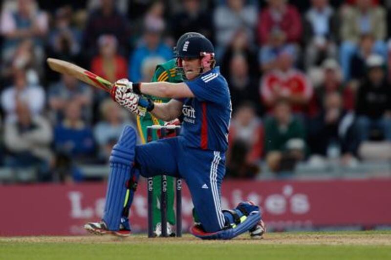 SOUTHAMPTON, ENGLAND - AUGUST 28:  Eoin Morgan of England hits out during the 2nd NatWest Series ODI match between England and South Africa at the Ageas Bowl on August 28, 2012 in Southampton, England.  (Photo by Harry Engels/Getty Images)