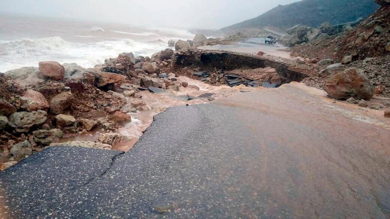 A collapsed coastal road in northern Socotra. All photos by Abdullah Morgan / AP Photo