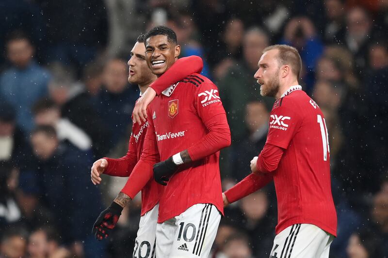 Marcus Rashford – 7. On it in the first half. Central to the opening goal, running towards goal before setting up Sancho’s strike. Struck a 12th-minute free-kick narrowly wide and continued to be a danger. Shot on target on 41. Scored the second, his 29th of the season. Tried to add to it, but Spurs defended well in the second 45. Getty