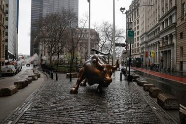 The deserted financial district amid coronavirus restrictions in New York City in March. Reuters