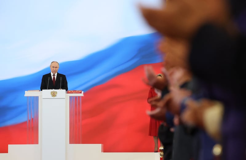 Russian President Vladimir Putin gives a speech during his inauguration ceremony at the Kremlin in Moscow. AFP