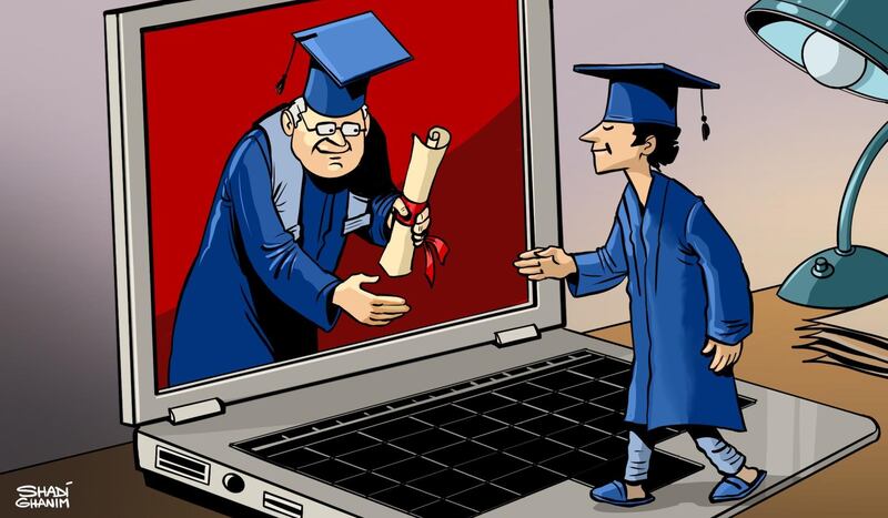 Our cartoonist Shadi Ghanim's take on virtual graduation ceremonies