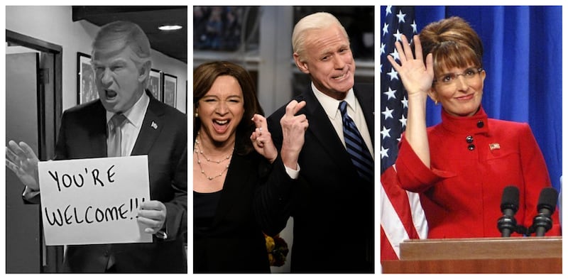 Plenty of famous US politicians have been portrayed on 'Saturday Night Live', including Alec Baldwin as Donald Trump, Maya Rudolph as Kamala Harris, Jim Carrey as Joe Biden and Tina Fey as Sarah Palin. Twitter, SNL / NBC
