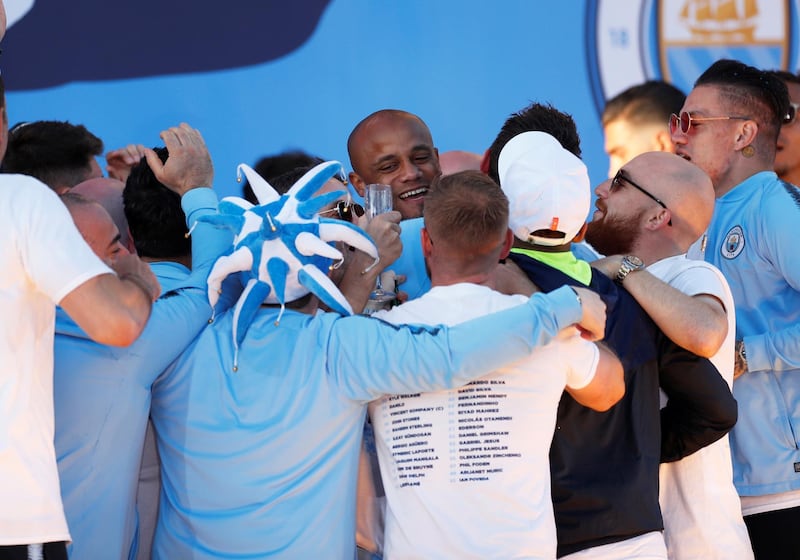 Manchester City's Vincent Kompany during the celebrations.  Reuters