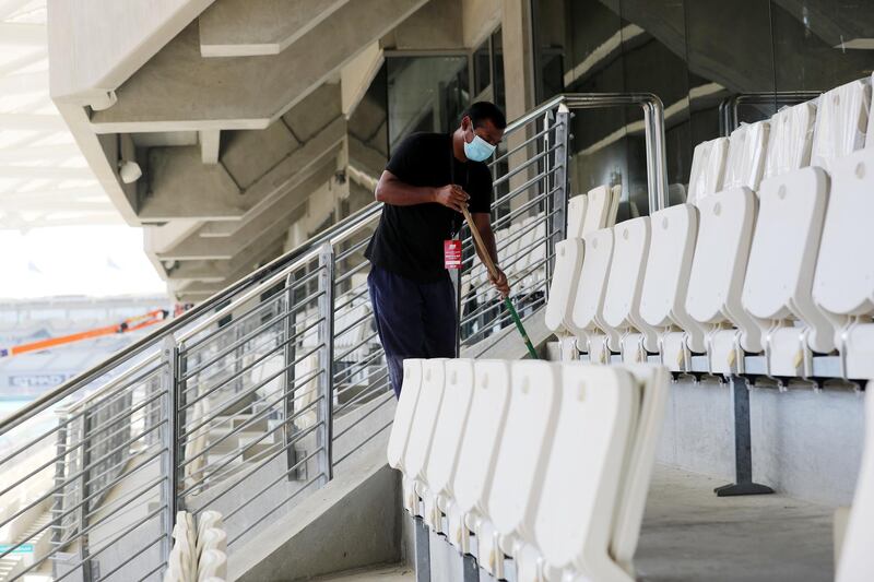 Abu Dhabi, United Arab Emirates - November 19, 2018: Preparation for F1 gets underway at at Yas Marina circuit. Monday the 19th of November 2018 at the Yas Marina, Abu Dhabi. Chris Whiteoak / The National