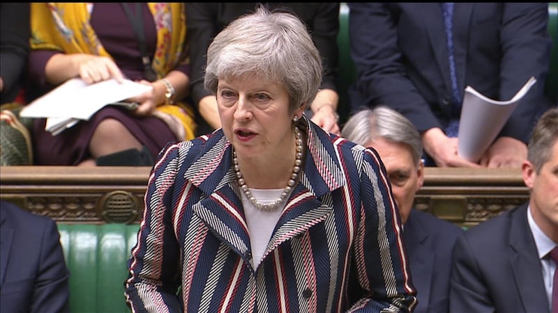 Britain's Prime Minister Theresa May makes a statement in the House of Commons, London, Britain November 26, 2018. Parliament TV handout via REUTERS FOR EDITORIAL USE ONLY. NOT FOR SALE FOR MARKETING OR ADVERTISING CAMPAIGNS