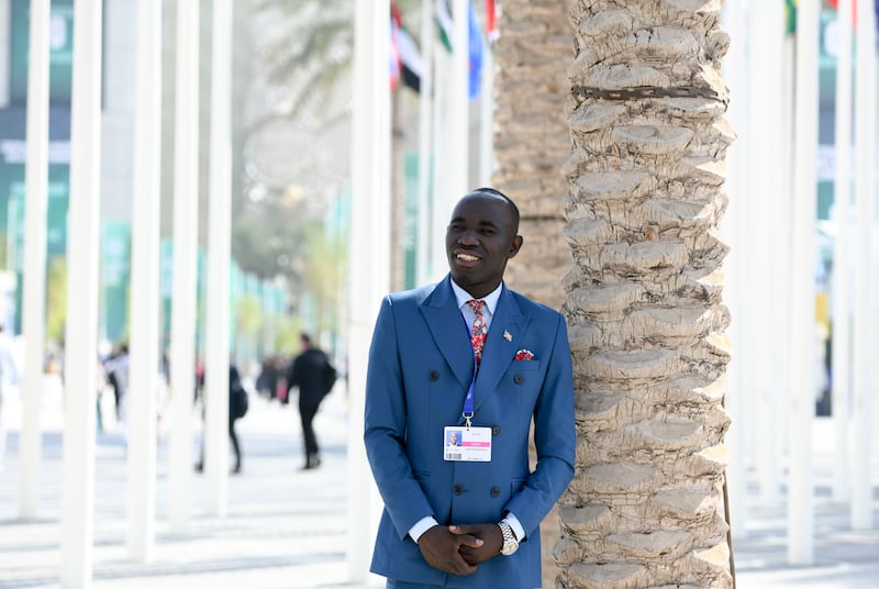 Jolis Nduwimana, an entrepreneur from Burundi, says he built connections at Cop28 to support his sustainability ambitions. Khushnum Bhandari / The National
