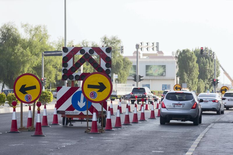 Abu Dhabi, United Arab Emirates, October 22, 2017:    An area of Rabdan street was closed just south of the intersection of Sheikh Rashid Bin Saeed street in Abu Dhabi on October 22, 2017. Christopher Pike / The National

Reporter:  N/A
Section: News