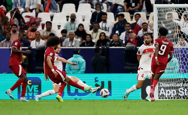 Qatar's Akram Afif scores the opening goal of Asian Cup 2023. Reuters