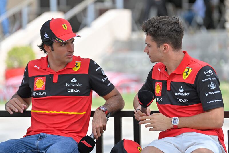 Ferrari drivers Carlos Sainz and Charles Leclerc plot their tactics. AFP