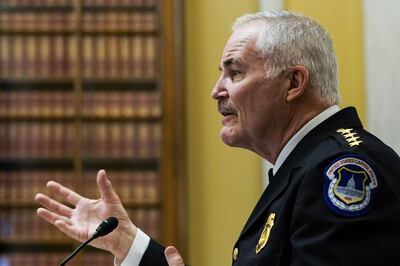 Capitol Police Chief Tom Manger speaks before a Senate Rules and Administration Committee on Wednesday. Reuters