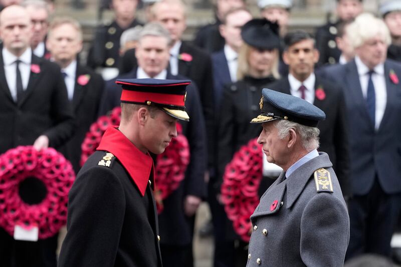 King Charles and Prince William attend the National Service of Remembrance at The Cenotaph in November 2023 in London