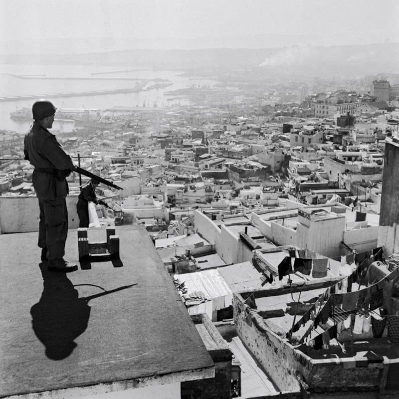 A French paratrooper in the Casbah in Algiers in June 1957. Nacerdine Zebar / Gamma-Rapho via Getty Images