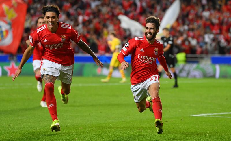 Rafa  Silva celebrates the second goal with Darwin Nunez. Getty