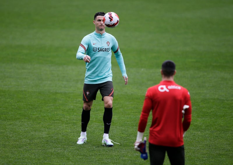 Cristiano Ronaldo trains with the Portugal squad. Reuters