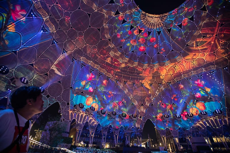 Al Wasl means 'connection' in Arabic and the 67-metre-tall steel trellis has been the backdrop for captivating visual effects over the past two years.

