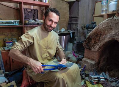 Younis Al Fallah from Morocco, was taught the craft of khanjar making by his father when he was 10 years old. Victor Besa / The National